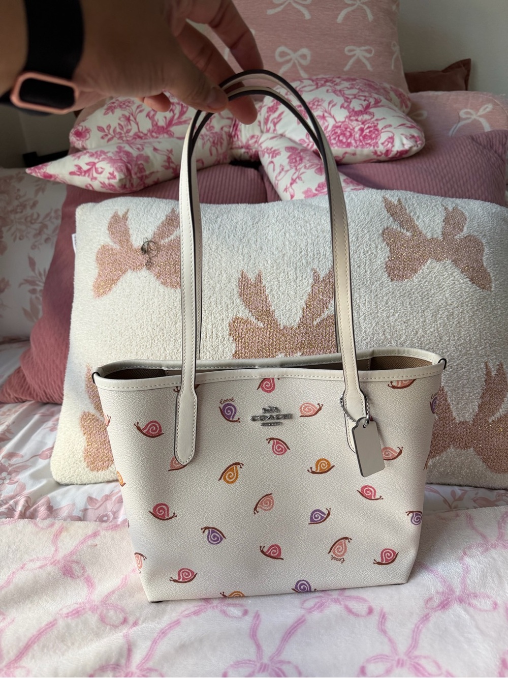 Coach Cream Mini Tote with Multicolor Snail Motif - Picture 6 of 7